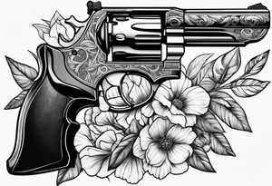 Pistol and nature tattoo idea