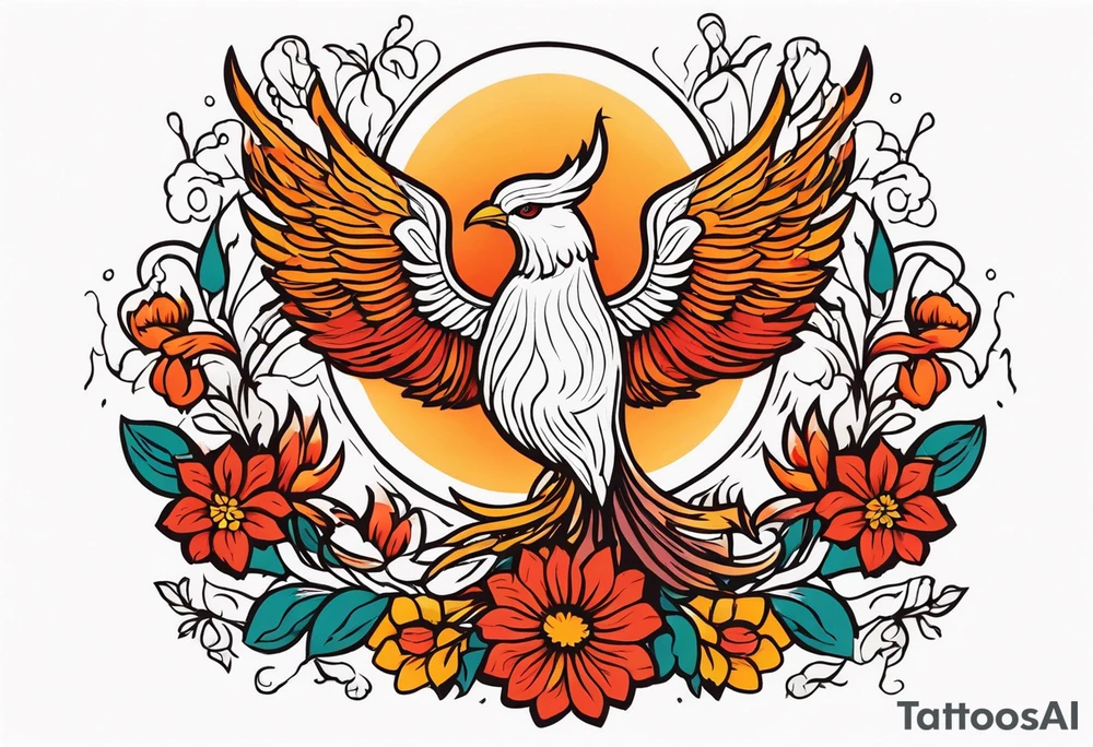 phoenix rising

old school vintage simple traditional design surrounded by vintage flowers


bold color simple tattoo idea