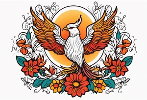 phoenix rising

old school vintage simple traditional design surrounded by vintage flowers


bold color simple tattoo idea