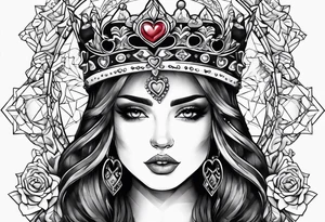 juliette with crown and hearts tattoo idea