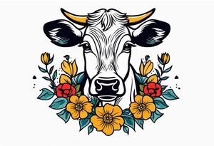 cow

old school vintage simple traditional design with vintage flowers surrounding
bold color simple tattoo idea