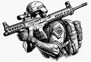 Futuristic Soldier with a riffle tattoo idea