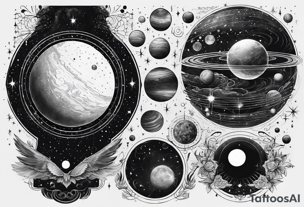 solar system spine tattoo idea