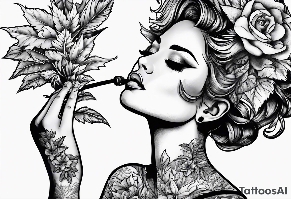 smoking weed, reading a book tattoo idea