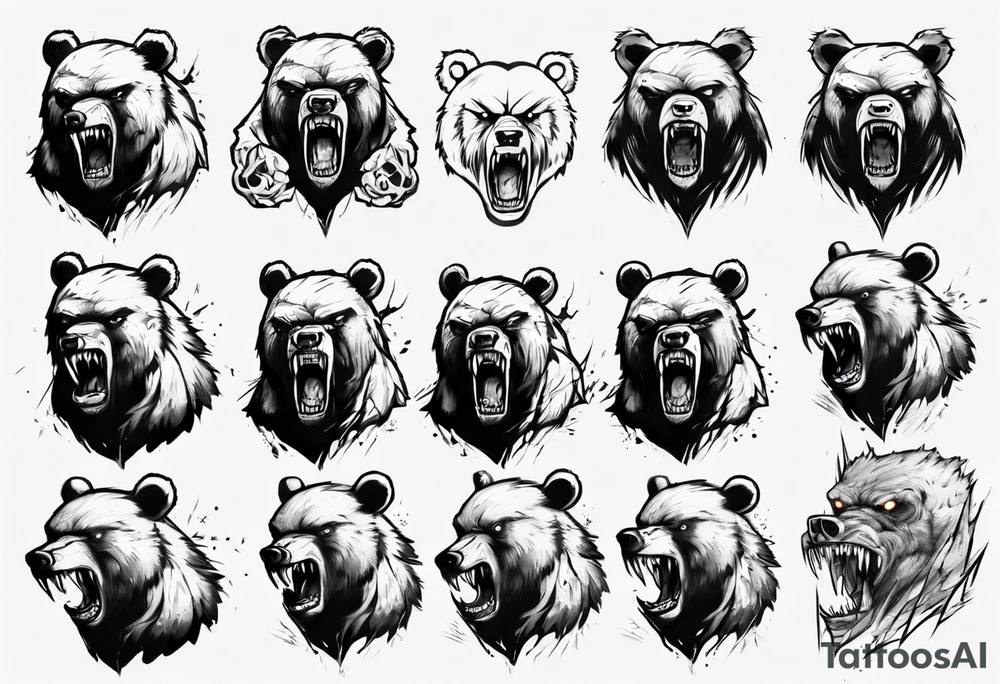 Angry bear coming up behind a city tattoo idea