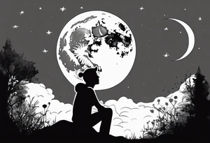 man asking the moon for a fairy to appear tattoo idea
