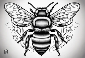 sketch of simple bee tattoo idea