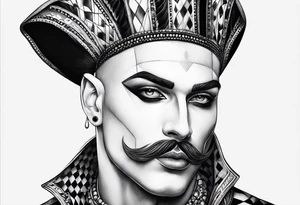 a classic harlequin male engraving simple tattoo idea