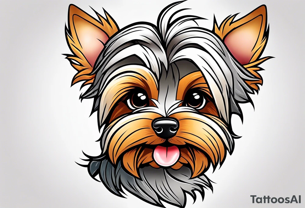 cartoon yorkie in style of disney tattoo idea