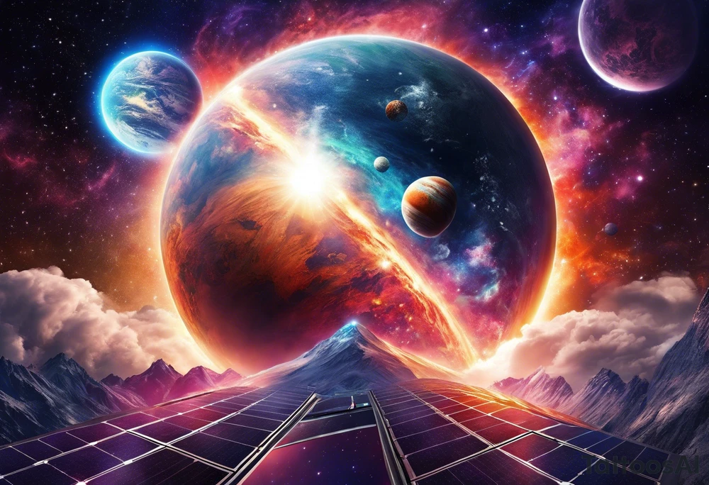 Man,solar, planet space tattoo idea