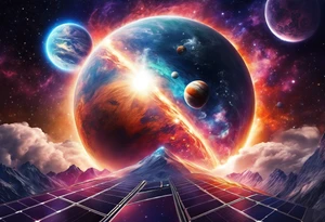 Man,solar, planet space tattoo idea
