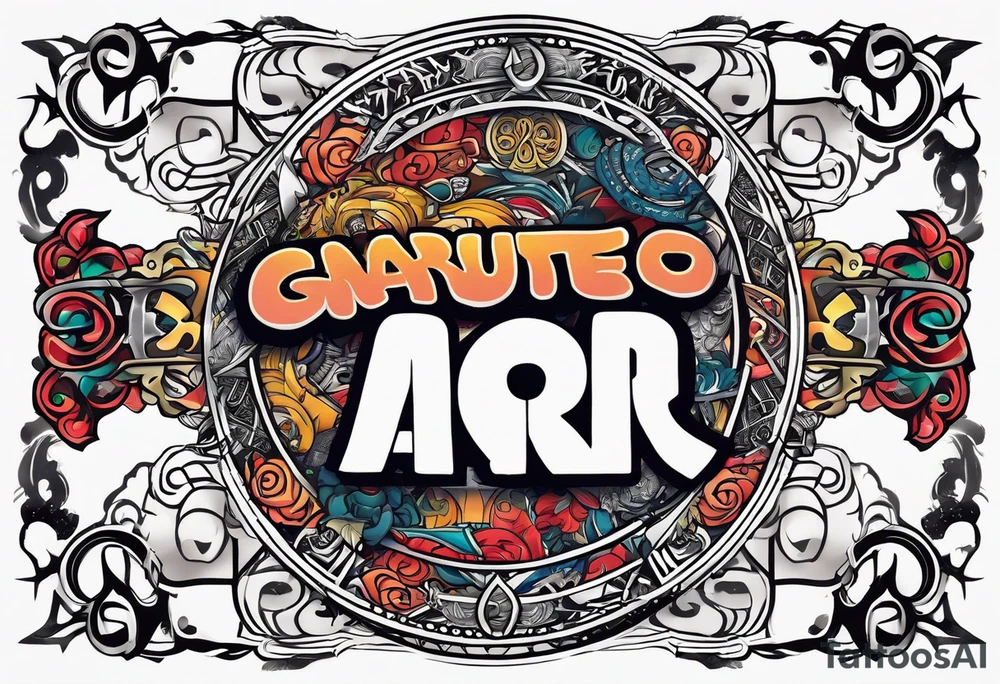A naruto headband with the letters AR in the middle tattoo idea