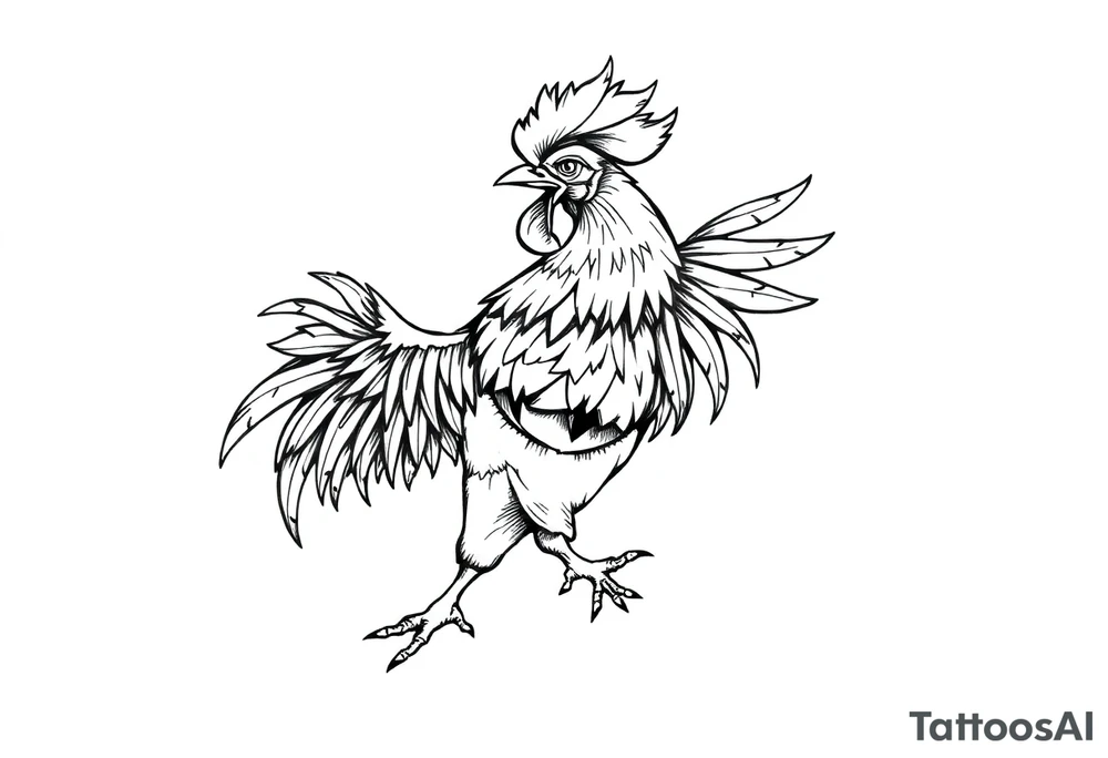 attacking rooster tattoo idea