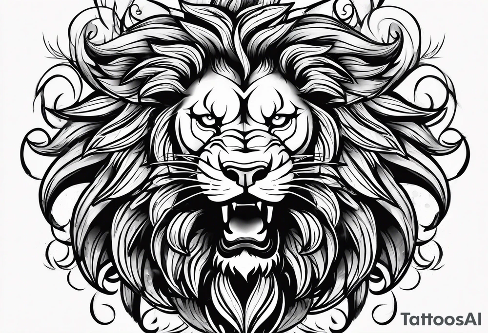 black lion roaring tattoo idea