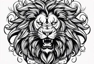 black lion roaring tattoo idea