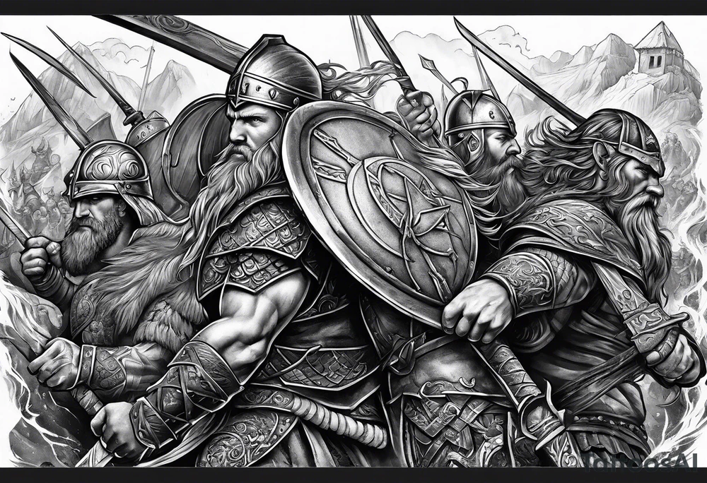 Viking battle tattoo idea