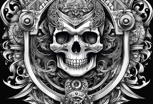 full sleeve mechanical no skeleton tattoo idea