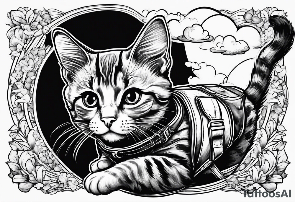 a cat going skydiving tattoo idea