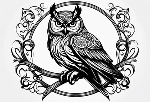 Owl sitting on an infinity sign tattoo idea
