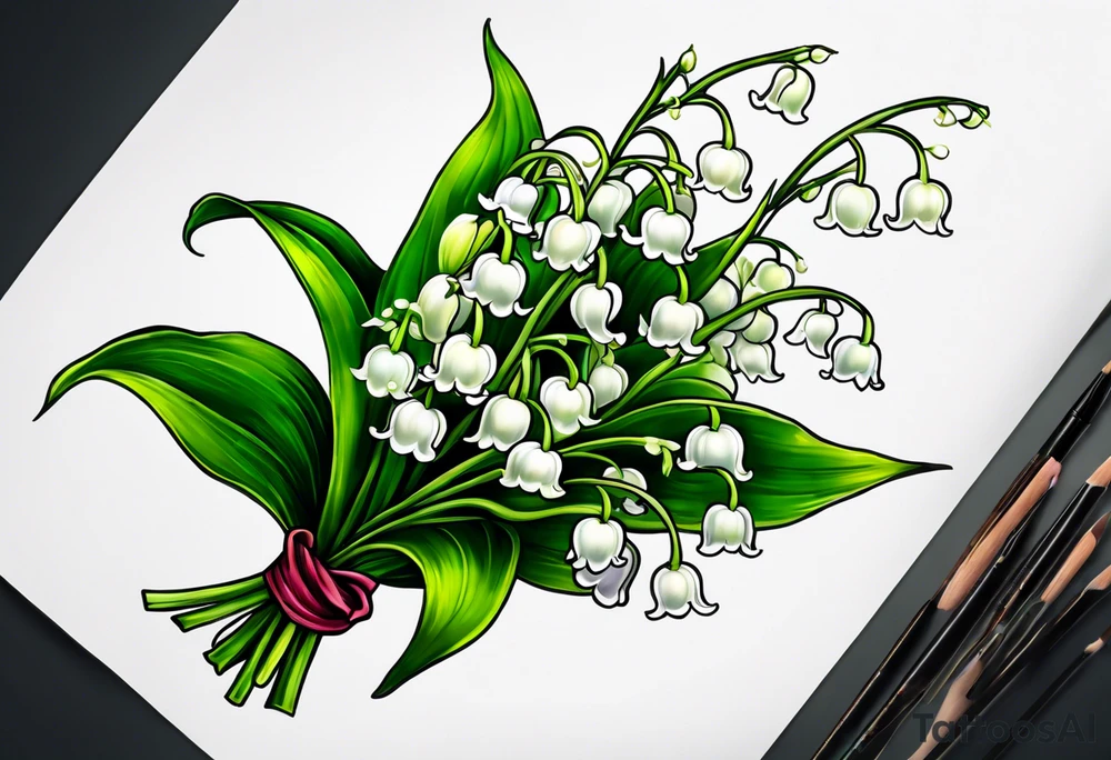 Lily of the valley with ghost tattoo idea