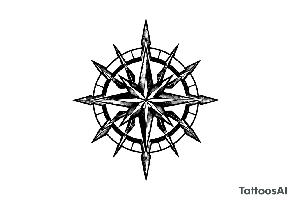 Simple Double layered compass rose tattoo idea