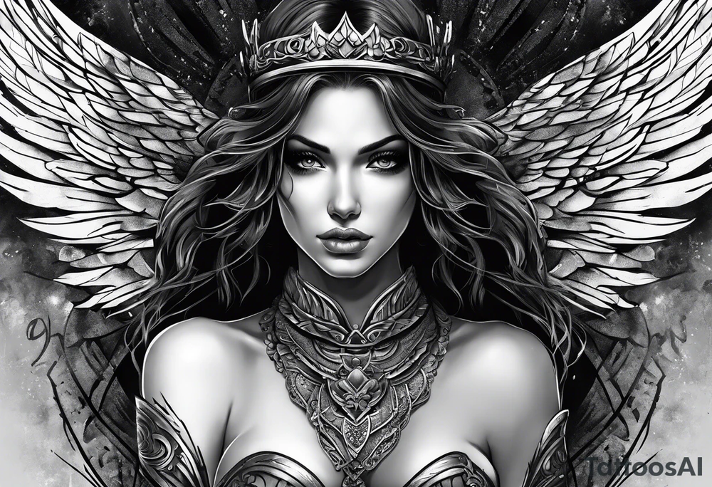 Female dark angel tattoo idea