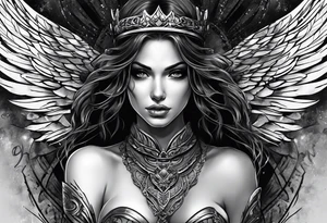 Female dark angel tattoo idea