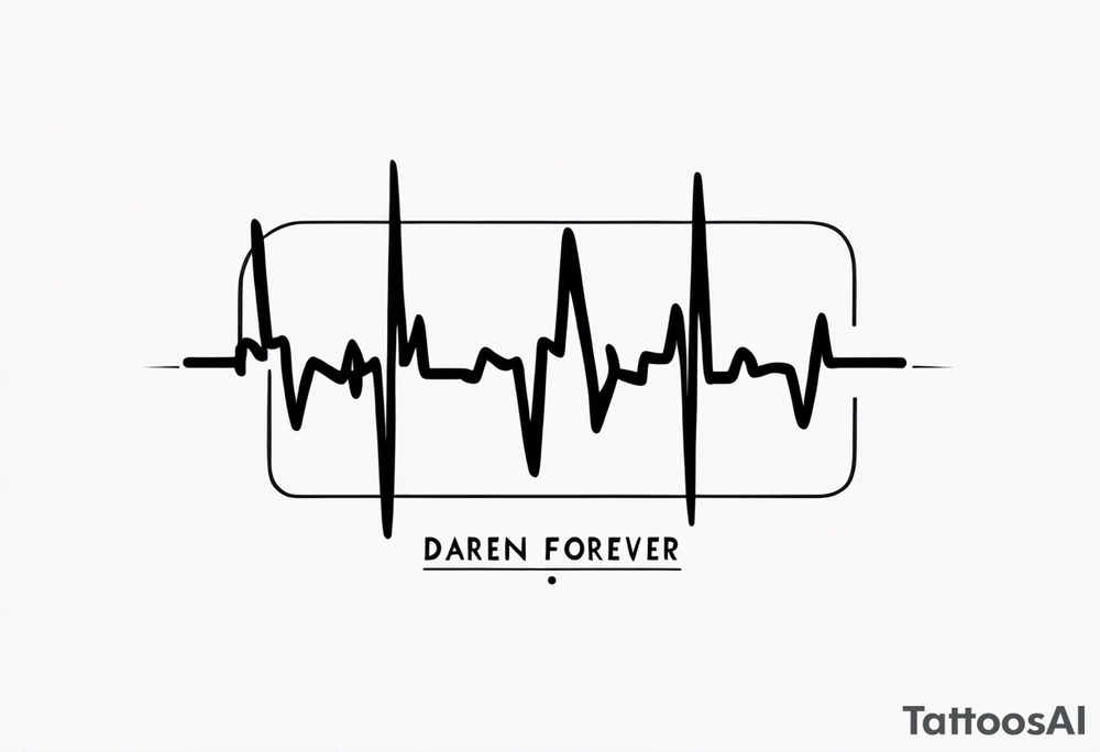 Heartbeat line intertwined with the words Darren Forever tattoo idea