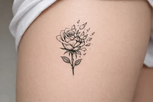 Rose shattering into glass shards tattoo idea