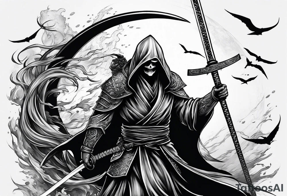 Katana and grim reaper tattoo idea