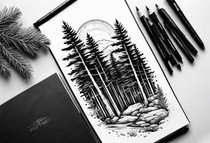 pine forest without mountains tattoo idea