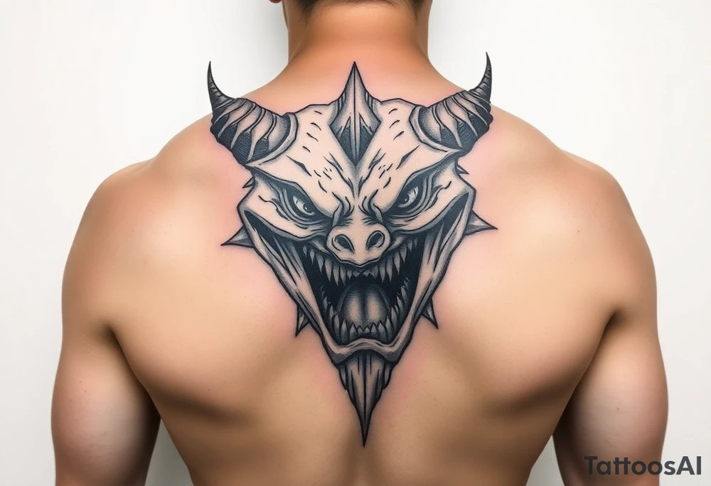 monster of both happy and sad at the same time tattoo idea