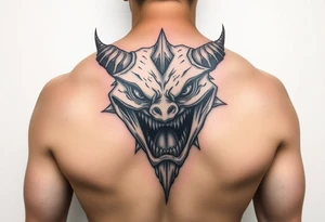 monster of both happy and sad at the same time tattoo idea