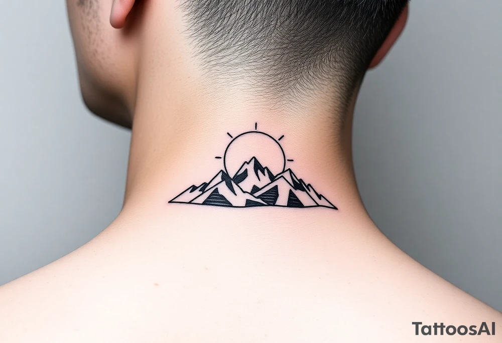 Mountains with rising sun tattoo idea