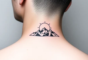 Mountains with rising sun tattoo idea