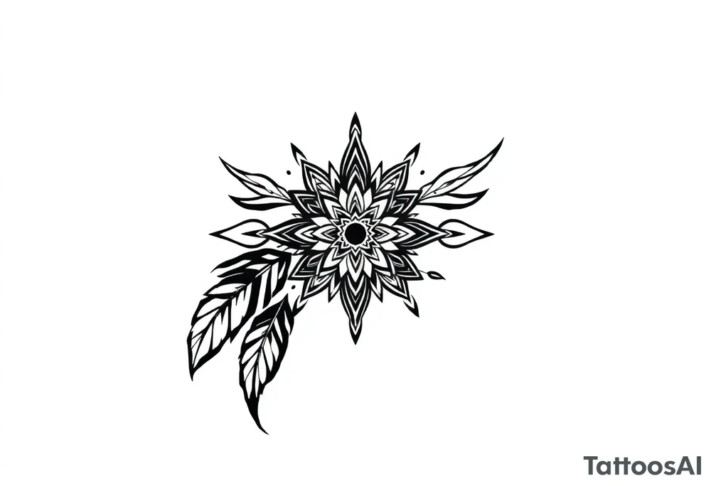spiritual feather indian mandala shaman tattoo idea