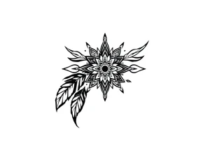 spiritual feather indian mandala shaman tattoo idea