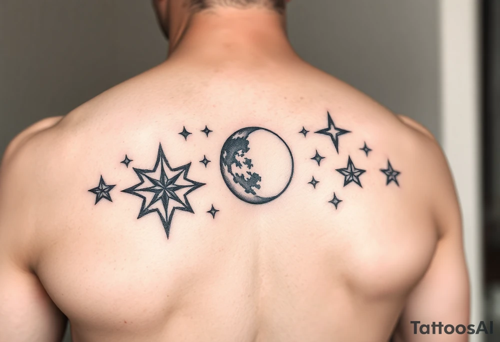 stars and moon tattoo idea