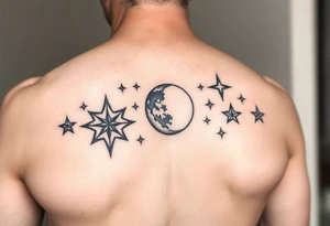 stars and moon tattoo idea