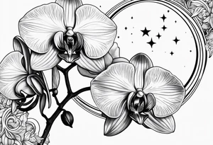 Orchid and crescent moon tattoo idea