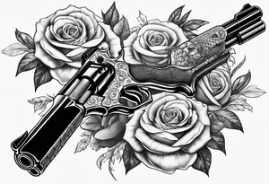 Arm sleeve pistols alligators roses tattoo idea