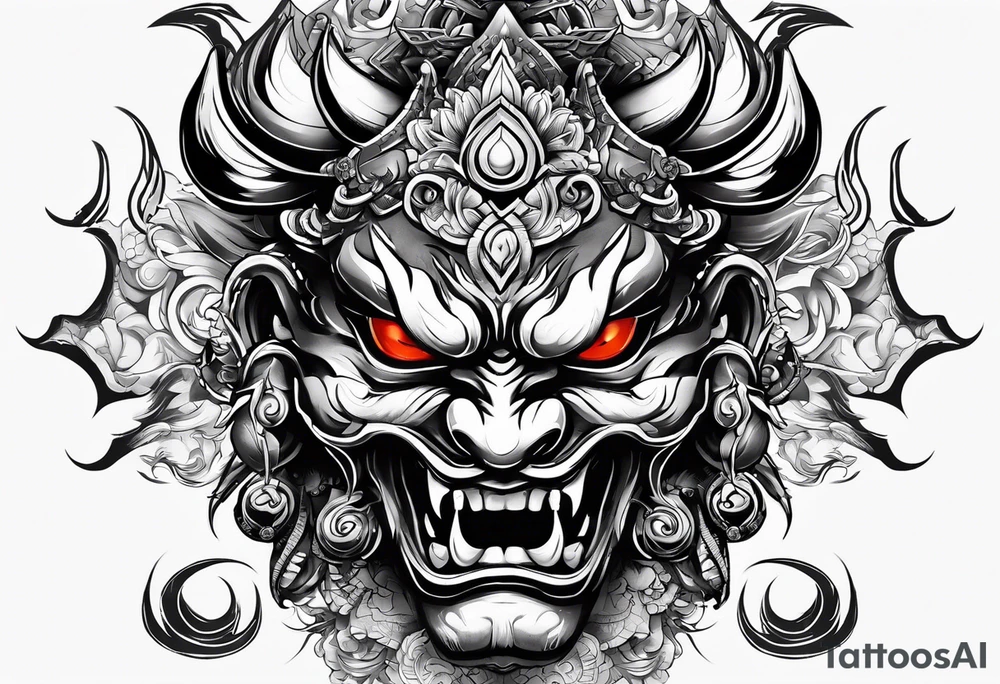 A Oni mask for protection against Evil tattoo idea