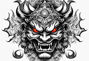 A Oni mask for protection against Evil tattoo idea