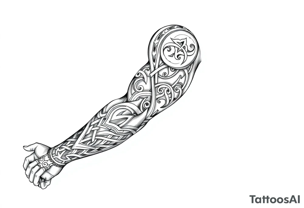 Celtic tribal sleeve tattoo idea