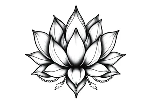 Lotus flower with dotwork chains tattoo idea