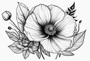 Cosmo flower and poppy flower tattoo idea