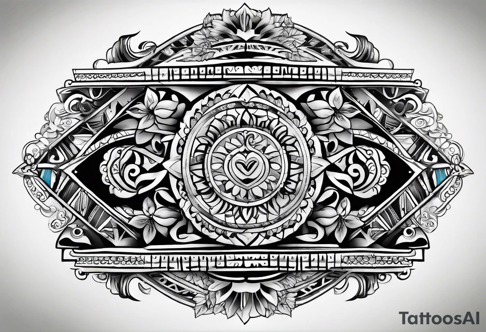 Mexican American inspired Tattoo that incorporates love for family and importance of building wealth. Include elements of the pacific northwest tattoo idea