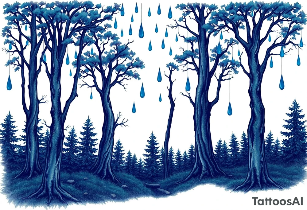 forest trees background
blue rain drops tattoo idea