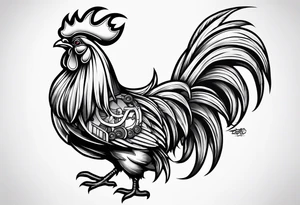 cartoon rooster holding a machine gun tattoo idea