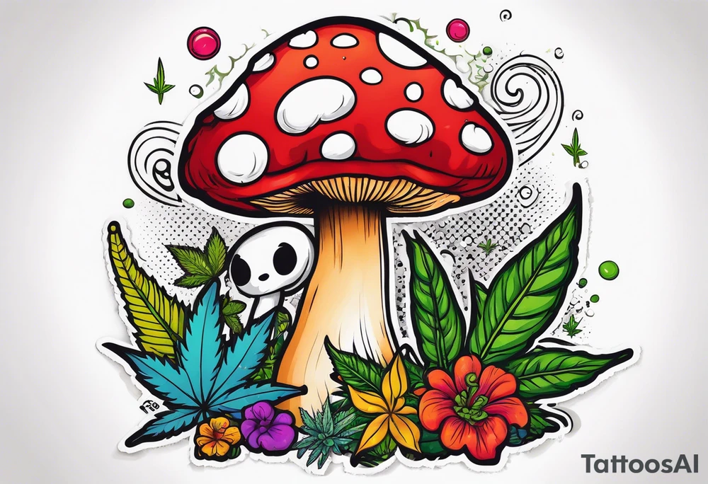 shroom and marijuana tattoo tattoo idea